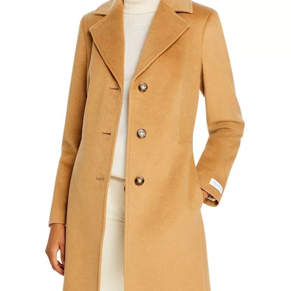 NWT CALVIN KLEIN SINGLE BREASTED WOOL BLEND COAT